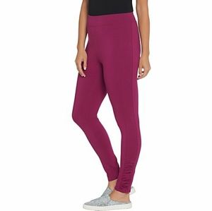Denim and Company pull-on knit leggings with ruchi